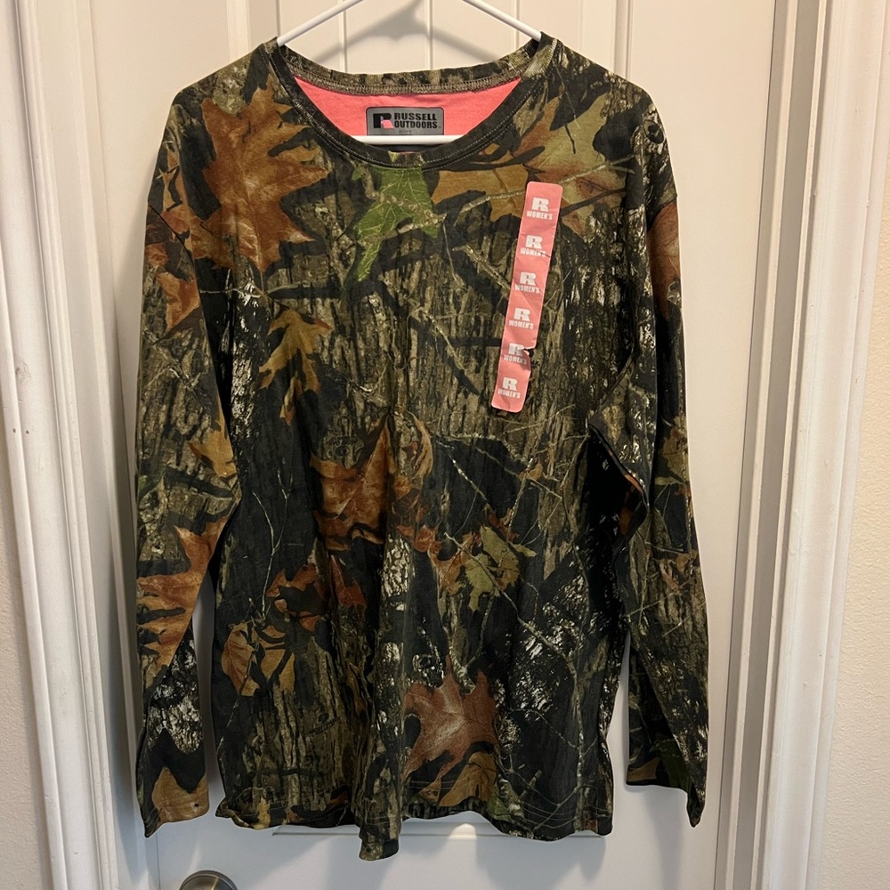 New Russell Athletic Womens Camouflage Long Sleeve Shirt